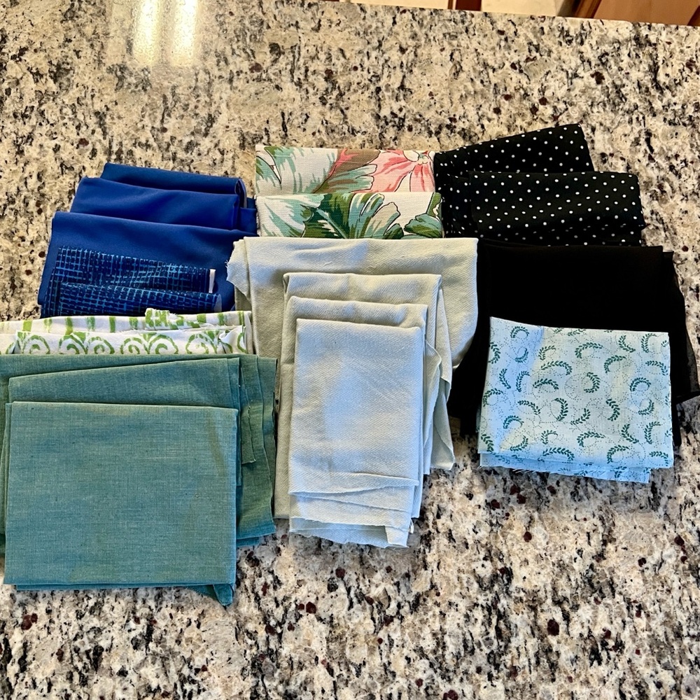 9 Mixed Color and Print Bundle of Fabric Scraps 1.50 Pounds various Sizes
